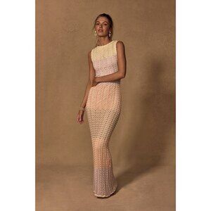 Lulus Kirsten Cream Multi Crochet Backless Maxi Dress White - Size XS